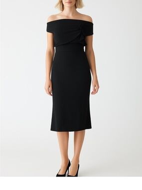 White House Black Market Black Off-Shoulder Midi Dress